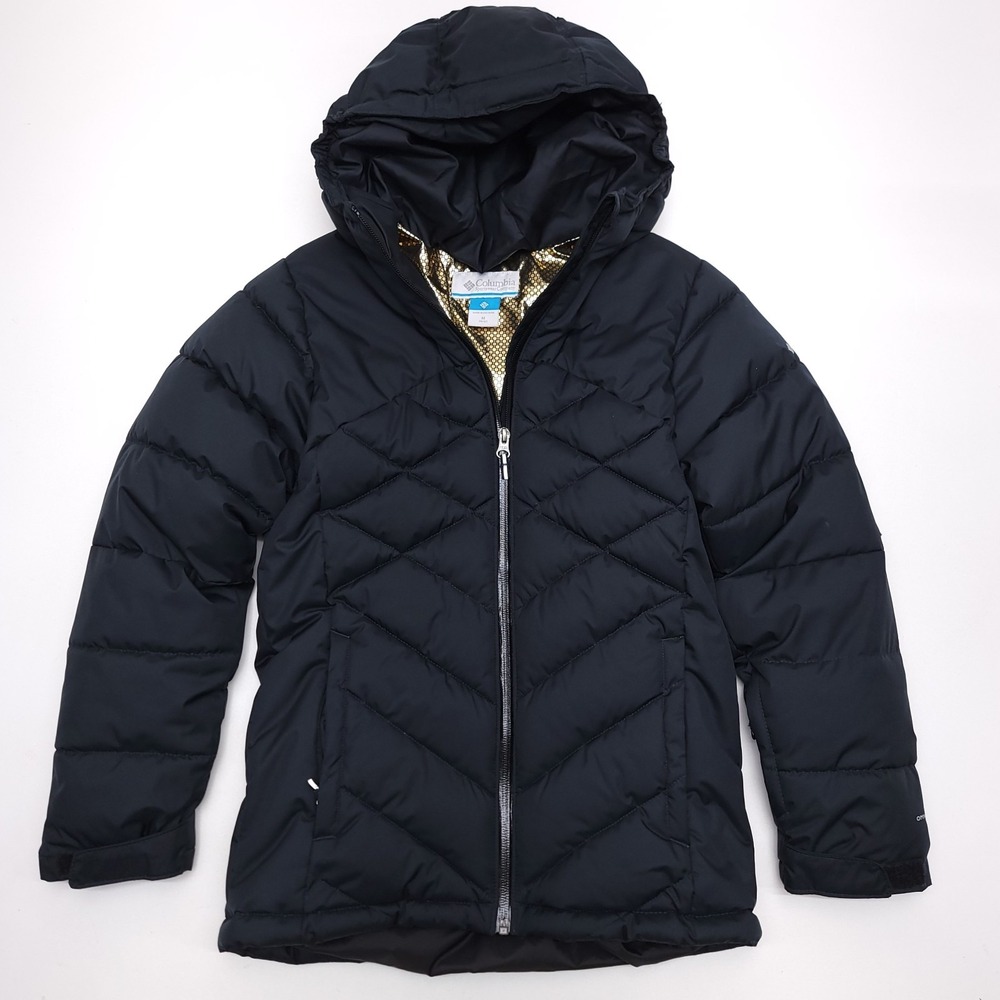 Columbia Omni Heat Infinity Puffer Jacket Girls M Outgrown Black Hooded